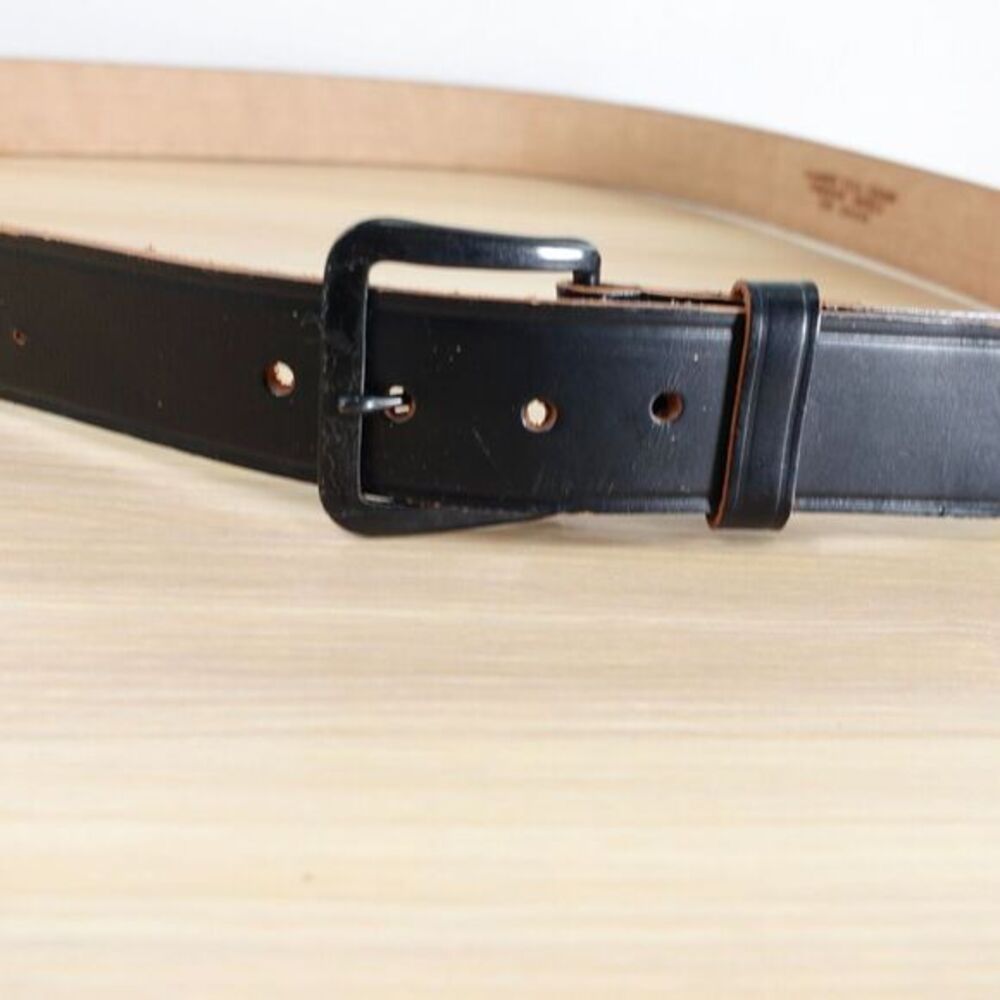 VINTAGE Full Grain Belt Mens 48 3XL Black Genuine Leather Cowhide Rugged Work‎
